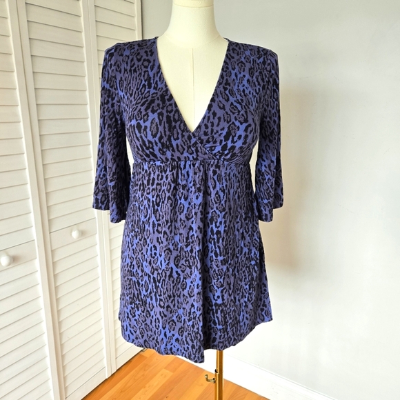 Soma Tops - Soma Purple‎ Cheetah Print Babydoll Tunic Top Women's M Mobwife Loungewear Y2K